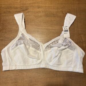 NEW Vintage Va Bien Cotton & Lace Thick Strap Wire-free Soft Cup Bra 1759 White